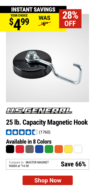 U.S. GENERAL: 25 lb. Magnetic Hook