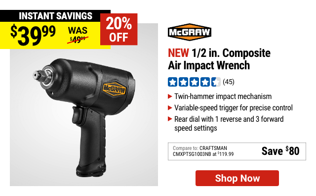 MCGRAW: 1/2 in. Composite Air Impact Wrench