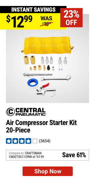 CENTRAL PNEUMATIC: Air Compressor Starter Kit, 20 Piece