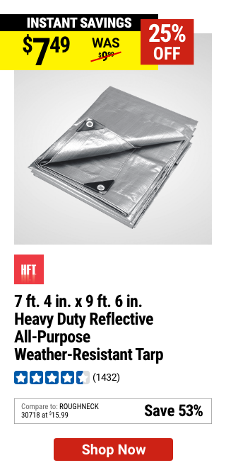 HFT: 7 ft. 4 in. x 9 ft. 6 in. Heavy Duty Reflective All-Purpose Weather-Resistant Tarp