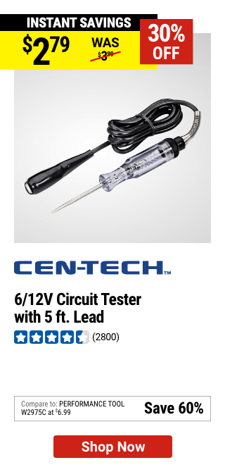 CEN-TECH: 6/12V Circuit Tester with 5 ft. Lead