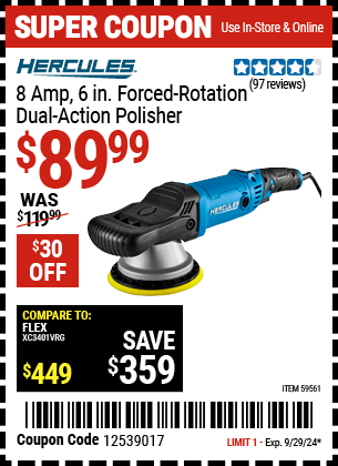 HERCULES: 8 Amp 6 in. Forced Rotation Dual-Action Polisher