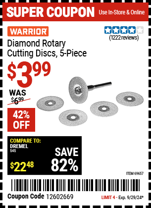 WARRIOR: Diamond Rotary Cutting Discs, 5-Piece