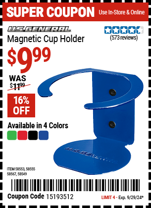 U.S. GENERAL: Magnetic Cup Holder