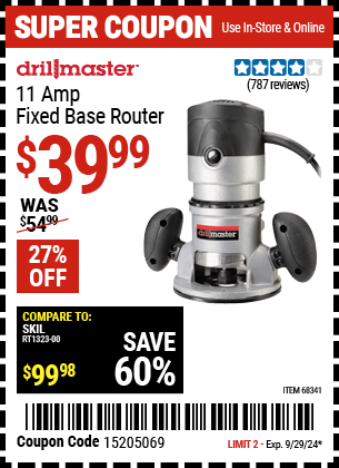 DRILL MASTER: 11 Amp Fixed Base Router