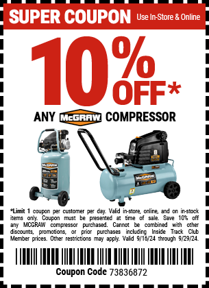 10% OFF MCGRAW COMPRESSORS