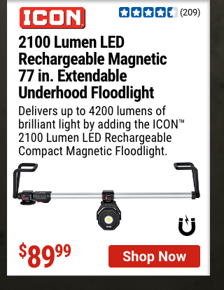 ICON: 2100 Lumen LED Rechargeable Magnetic 77 in. Extendable Underhood Floodlight