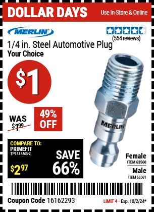 MERLIN: 1/4 in. Male Steel Automotive Plug