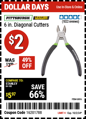 PITTSBURGH: 6 in. Diagonal Cutters