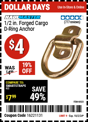 HAUL-MASTER: 1/2 in. Forged Cargo D-Ring Anchor