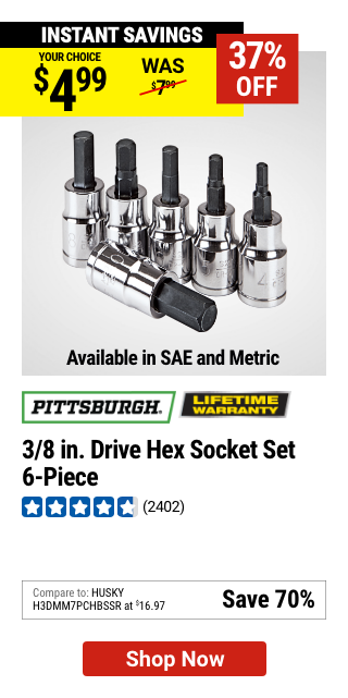 PITTSBURGH: 3/8 in. Drive Metric Hex Socket Set, 6 Piece