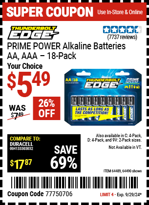 THUNDERBOLT EDGE: AA PRIME POWER Alkaline Batteries, 18 Pack