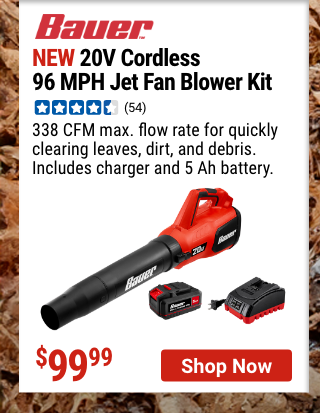 BAUER: 20V Cordless, 96 MPH Jet Fan Blower Kit