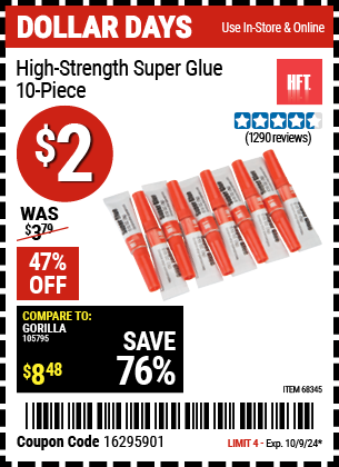 HFT: 10 Piece High Strength Super Glue