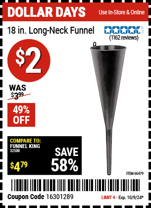 HFT: 18 In. Long Neck Funnel