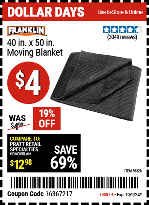 FRANKLIN: 40 in. x 50 in. Moving Blanket