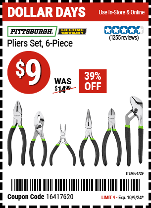 PITTSBURGH: Pliers Set, 6-Piece