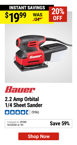 BAUER: 2.2 Amp Orbital 1/4 Sheet Sander