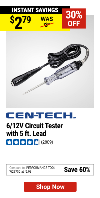 CEN-TECH: 6/12V Circuit Tester with 5 ft. Lead