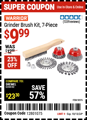 WARRIOR: Grinder Brush Kit, 7 Piece