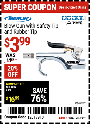 MERLIN: Blow Gun with Safety Tip and Rubber Tip