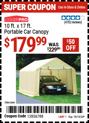 COVERPRO: 10 ft. x 17 ft. Portable Car Canopy