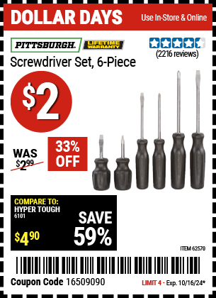 PITTSBURGH: Screwdriver Set, 6 Piece