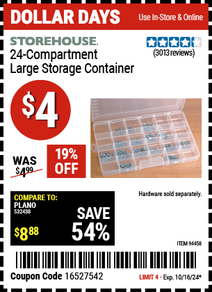 STOREHOUSE: 24 Compartment Large Storage Container