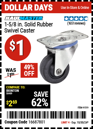 HAUL-MASTER: 1-5/8 in. Solid Rubber Swivel Caster