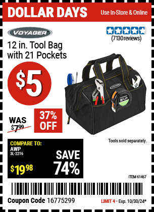 VOYAGER: 12 in. Tool Bag with 21 Pockets