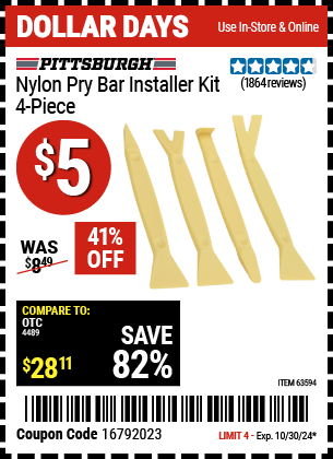 PITTSBURGH AUTOMOTIVE: Nylon Pry Bar Installer Kit, 4 Piece