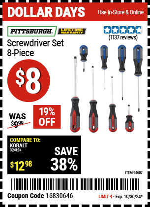 PITTSBURGH: Screwdriver Set, 8 Piece