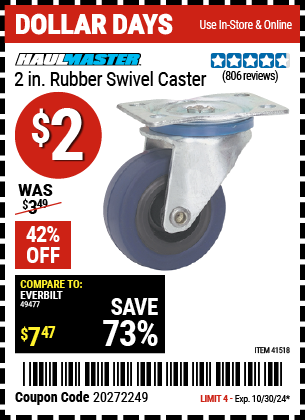 HAUL-MASTER: 2 in. Rubber Swivel Caster