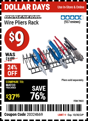 U.S. GENERAL: Wire Pliers Rack