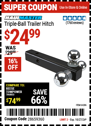 HAUL-MASTER: Triple Ball Trailer Hitch