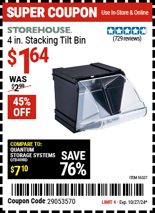 STOREHOUSE: 4 in. Stacking Tilt Bin