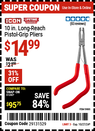 ICON: 10 in. Long-Reach Pistol-Grip Pliers