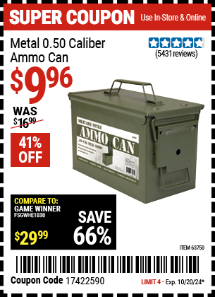 Metal 0.50 Caliber Ammo Can