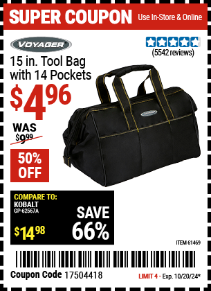 VOYAGER: 15 in. Tool Bag with 14 Pockets