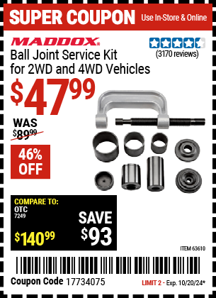 MADDOX: Ball Joint Service Kit for 2WD and 4WD Vehicles