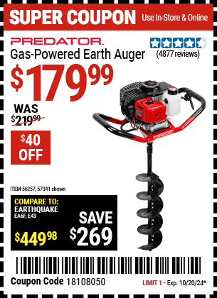 PREDATOR: Gas Powered Earth Auger