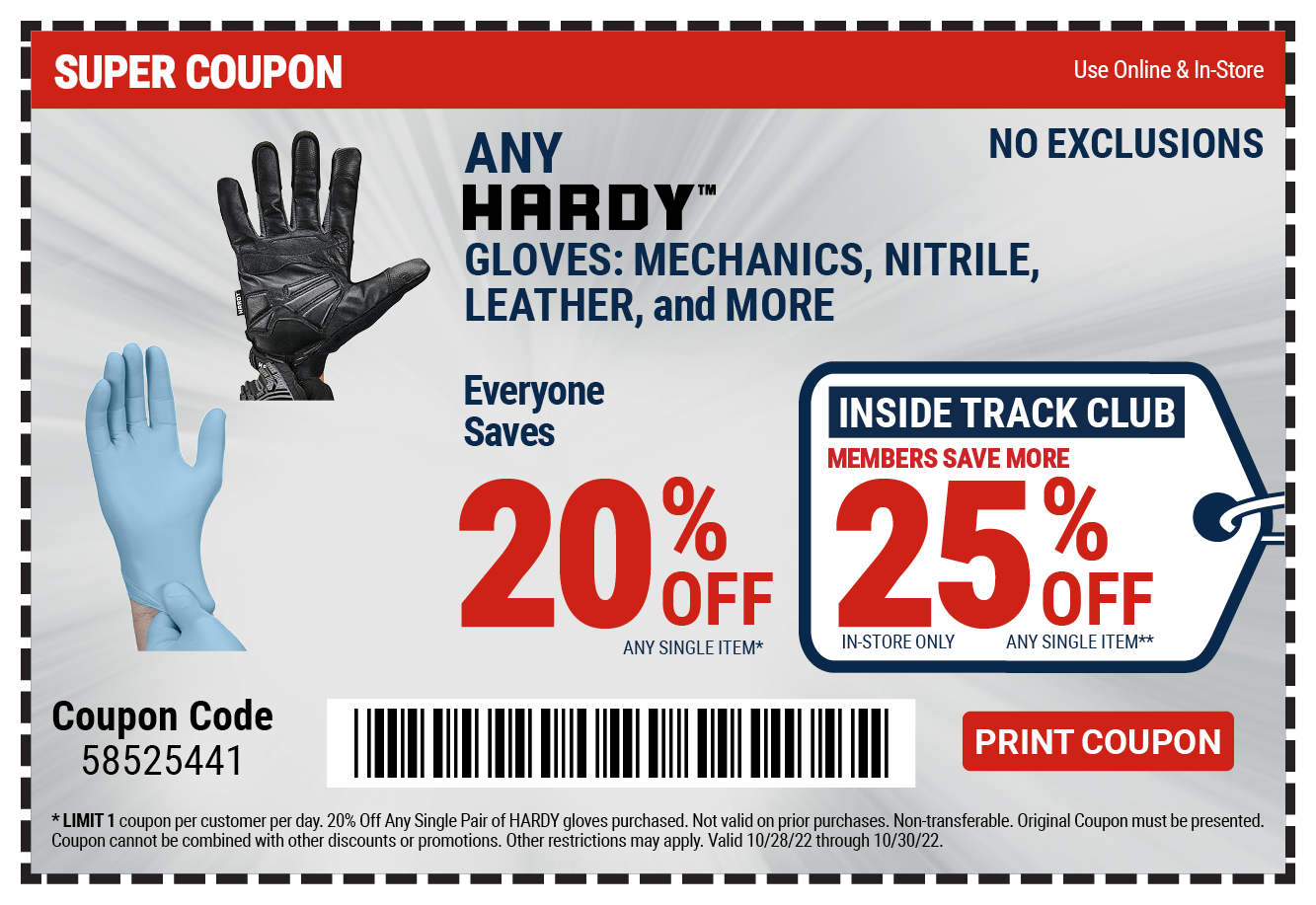 20% off Any Single Pr Hardy Gloves