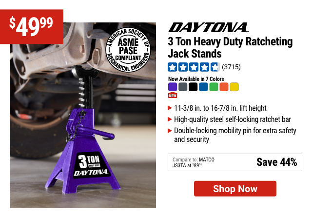 DAYTONA: 3 Ton Heavy Duty Ratcheting Jack Stands, Metallic Purple