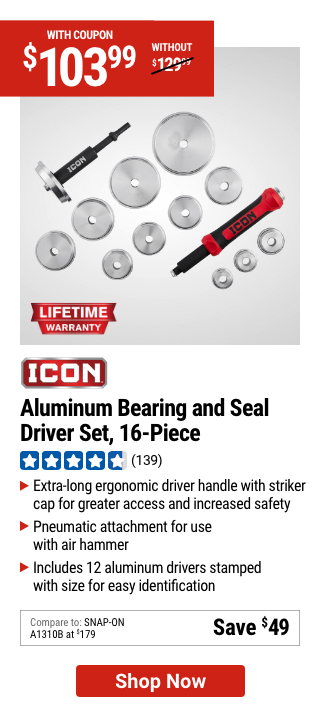 ICON: Aluminum Bearing and Seal Driver Set, 16 Piece