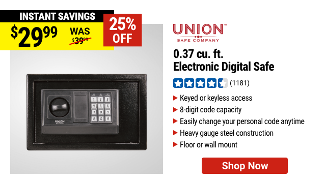 UNION SAFE COMPANY: 0.37 cu. Ft. Electronic Digital Safe