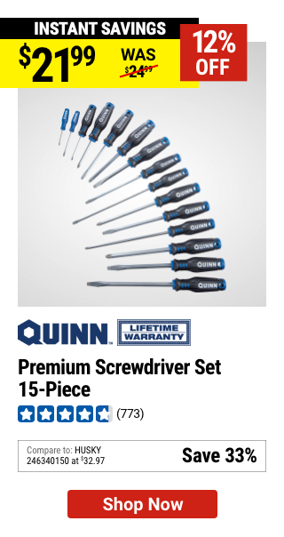 QUINN: Premium Screwdriver Set, 15 Piece