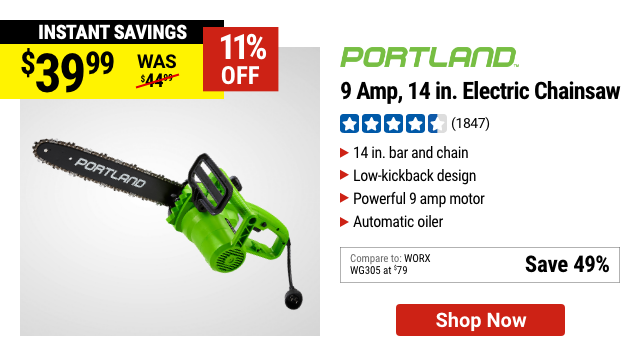 PORTLAND: 9 Amp, 14 in. Electric Chainsaw