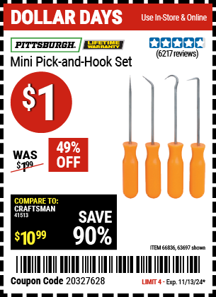 PITTSBURGH Mini Pick and Hook Set