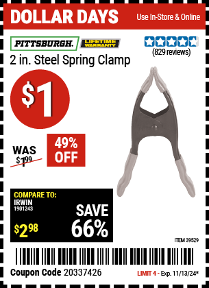 PITTSBURGH 2 in. Steel Spring Clamp