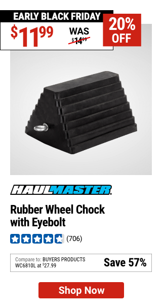 HAUL-MASTER: Rubber Wheel Chock with Eyebolt